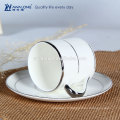 Morden Design Silver Rim Big Bone Chine Blanc Custom imprimé en céramique tasse à thé avec poignée